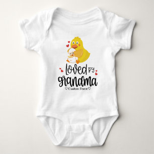 Gift for Grandkid - Chick and Hen Loved by Grandma Baby Bodysuit