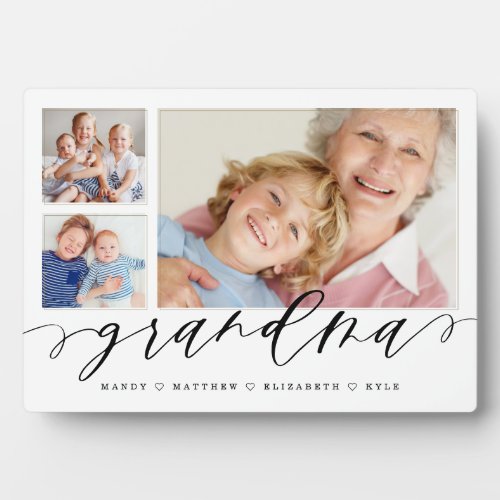 Gift for Grandma  Grandchildren 3 Photo Collage Plaque