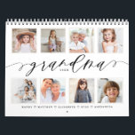 Gift for Grandma | Grandchildren Family Photos Calendar<br><div class="desc">Send a beautiful personalized gift to your Grandma that she'll cherish. Special personalized grandchildren & family photo collage calendar to display your own special family photos and memories. The front cover design features a simple 8 photo collage grid design with "Grandma" designed in a beautiful handwritten black script style. Each...</div>