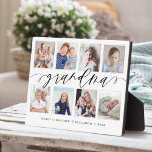 Gift for Grandma | Grandchildren Photo Collage Plaque<br><div class="desc">Send a beautiful personalized gift to your Grandma that she'll cherish forever. Special personalized grandchildren photo collage plaque to display your own special family photos and memories. Our design features a simple 8 photo collage grid design with "grandma" designed in a beautiful handwritten black script style. Each photo is framed...</div>