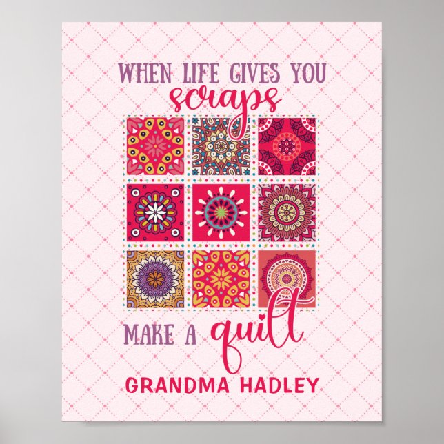 Gift For Grandma Patchwork Quilt Poster (Front)
