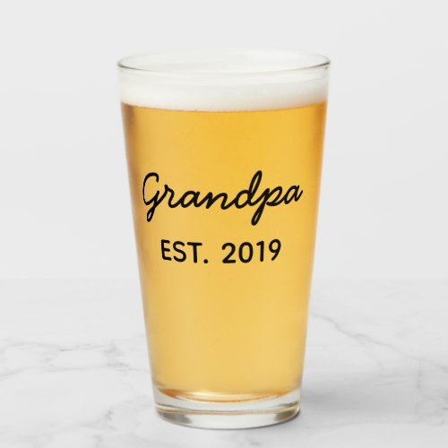 Gift for Grandpa Est 2019 Glass