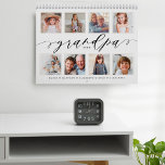 Gift for Grandpa | Grandchildren Family Photos Calendar<br><div class="desc">Send a beautiful personalized gift to your Grandpa that he'll cherish. Special personalized grandchildren & family photo collage calendar to display your own special family photos and memories. The front cover design features a simple 8 photo collage grid design with "Grandpa" designed in a beautiful handwritten black script style. Each...</div>