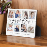 Gift for Grandpa | Grandchildren Photo Collage Plaque<br><div class="desc">Send a beautiful personalized gift to your Grandpa that he'll cherish forever. Special personalized grandchildren photo collage plaque to display your own special family photos and memories. Our design features a simple 8 photo collage grid design with "grandpa" designed in a beautiful handwritten black script style. Each photo is framed...</div>