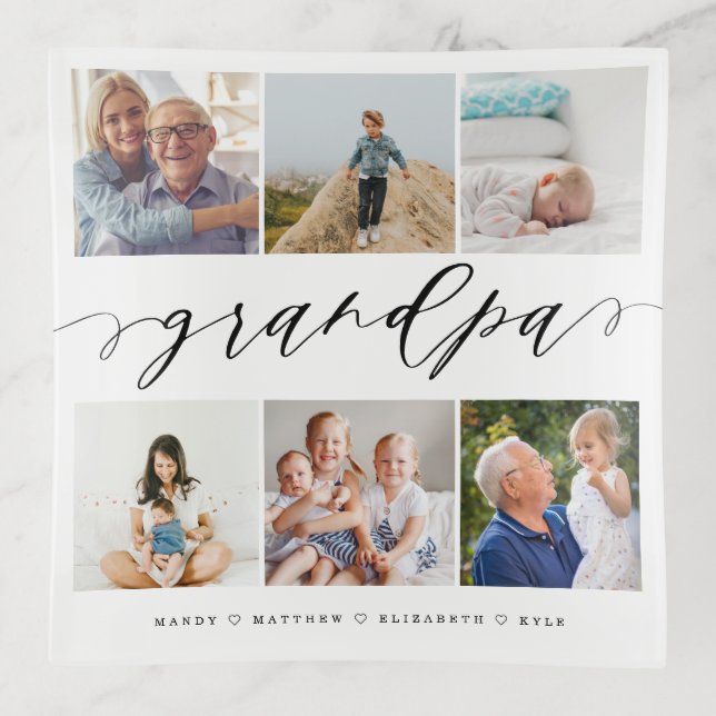Gift for Grandpa | Grandchildren Photo Collage Trinket Tray (Front)