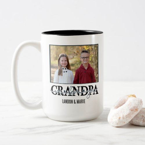 Gift For Grandpa  Grandpa We Love You Kids Photo  Two_Tone Coffee Mug