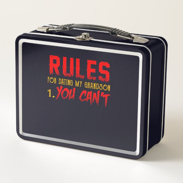 Gift For Grandson | Rule For Dating My Grandson Metal Lunch Box (Front)