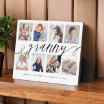 Gift for Granny | Grandchildren Photo Collage Plaque<br><div class="desc">Send a beautiful personalized gift to your Granny that she'll cherish forever. Special personalized grandchildren photo collage plaque to display your special family photos and memories. Our design features a simple 8 photo collage grid design with "granny" in a beautiful handwritten black script style. Each photo is framed with a...</div>