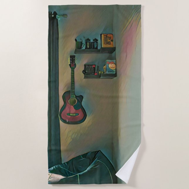 Gift for guitar player beach towel (Front)