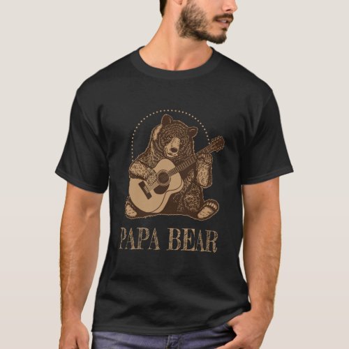 Gift For Guitar Player Guitarist Papa Bear Funny T_Shirt