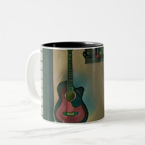 Gift for guitar player Two_Tone coffee mug