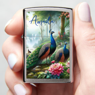 Gift for Her AI Peacock Zippo Lighter
