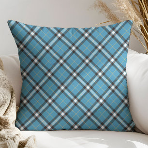 Gift for Him Blue Plaid Pillow for His Space
