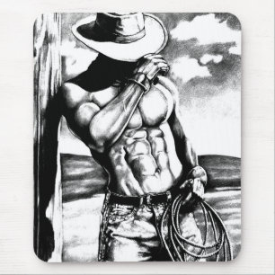 Gift For Him Masculine Cool Cowboy Art Rustic Mouse Pad