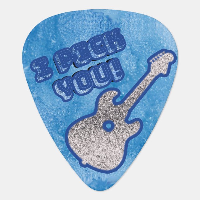 Gift for Him, Music Lovers Cool Blue Rockstar Guitar Pick (Front)