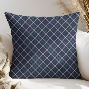 Gift for Him Navy and Blue Plaid Pillow Design