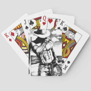 Gift For Him Original Cool Art Handsome Cowboy Poker Cards