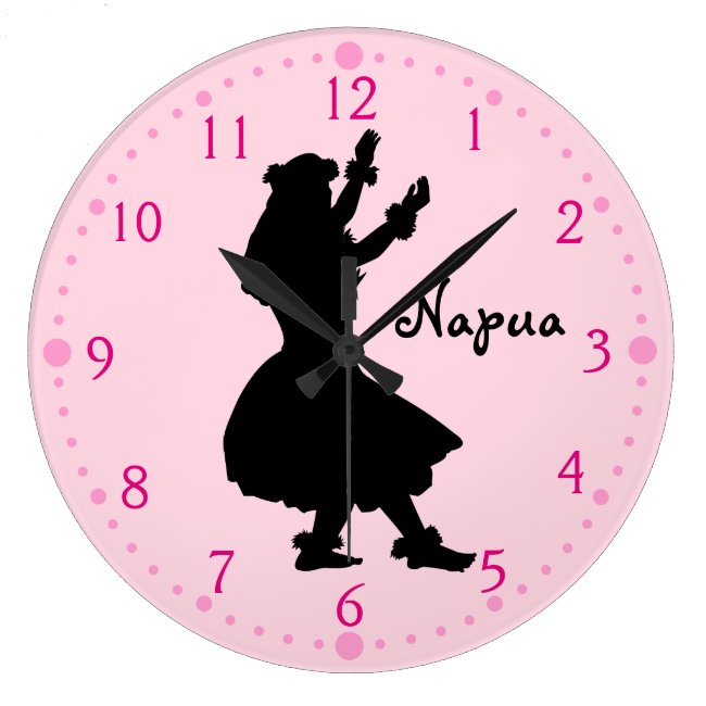 Gift for Hula Dancer Hawaiian Hula Girl Clock Pink