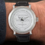 Gift for Husband. 25th Wedding Anniversary Watch<br><div class="desc">Gift watch for husband on a wedding anniversary. Special watch with inscription. 25th wedding anniversary gift. Watch has inscription plus the message "With Love". Also the names of each partner. White watch face. Wedding anniversary watch for husband.</div>