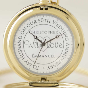 Gift for Husband. 50th Wedding Anniversary Pocket Watch