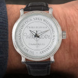 Gift for Husband. 50th Wedding Anniversary Watch<br><div class="desc">Gift watch for husband on a wedding anniversary. Special watch with inscription. 50th wedding anniversary gift. Watch has inscription plus the message "With Love". Also the names of each partner. White watch face.</div>