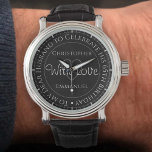 Gift for Husband on his 65th Birthday Watch<br><div class="desc">Gift watch for husband on his birthday. Special watch with inscription. 65th birthday gift. Watch has inscription plus the message "With Love". Also the names of each partner. Black watch face.</div>