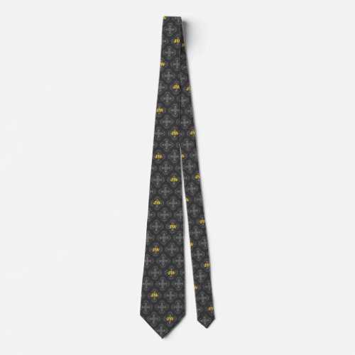 Gift for JW elders black and gold abstract JWorg Neck Tie