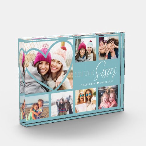 Gift For Little Sister 7 Photo Collage Heart BFFs