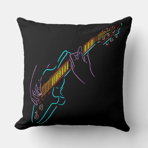 Gift for lovers of rock guitar music guitarists throw pillow
