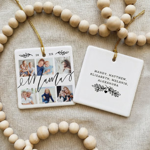 Gift for Mama Personalized Grandchildren Photos Ceramic Ornament