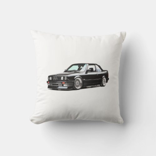 Gift for Men_ BMW E30 Conv_ Black Throw Pillow