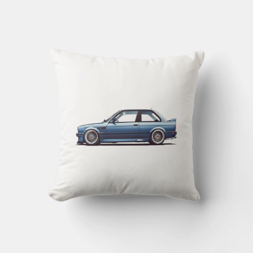 Gift for Men_ BMW E30 Coupe_ BLUE Throw Pillow