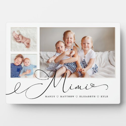 Gift for Mimi  Grandchildren 3 Photo Collage Plaque