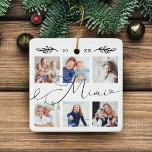 Gift for Mimi | Grandchildren Photo Collage Ceramic Ornament<br><div class="desc">Send a beautiful personalized gift to your Grandma (Mimi) that she'll cherish forever. Special personalized grandchildren photo collage ornament to display your own special family photos and memories. Our design features a simple 6 photo collage grid design with "mimi" designed in a beautiful handwritten black script style. Customize with grandchildren's...</div>