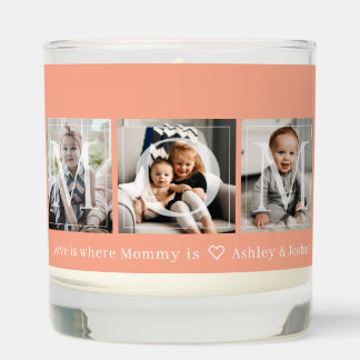 Gift for Mom 3 Photo Collage Peach Scented Candle
