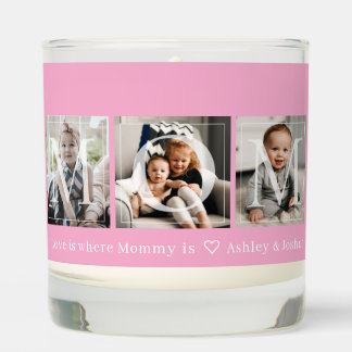 Gift for Mom 3 Photo Collage Pink Scented Candle