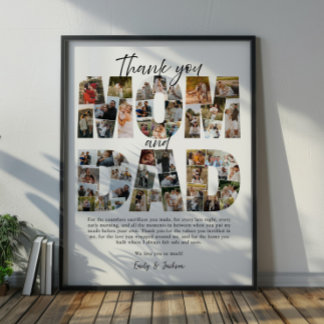 Gift for Mom And Dad Photo Collage Family Pictures Poster