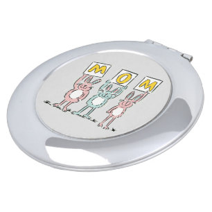 Gift for Mom Fun Rabbits Design Compact Mirror