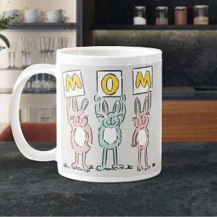 Gift for Mom Fun Rabbits Design Giant Coffee Mug