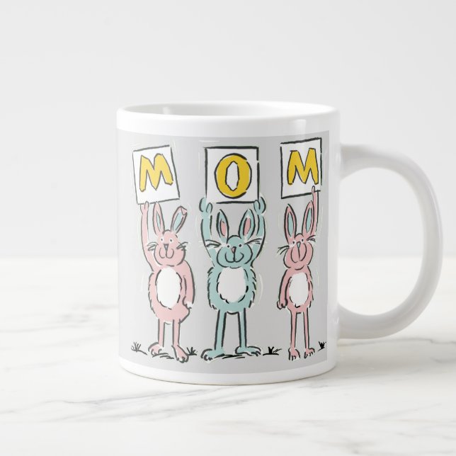 Gift for Mom Fun Rabbits Design Giant Coffee Mug (Right)