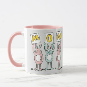 Gift for Mom Fun Rabbits Design Mug