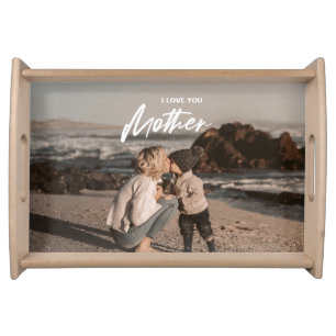 Gift For Mom I Love You Mother Minimalist Photo Serving Tray