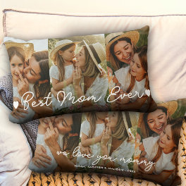 Gift for Mom Mother's Day 3 Photo Best Mom Ever Lumbar Pillow
