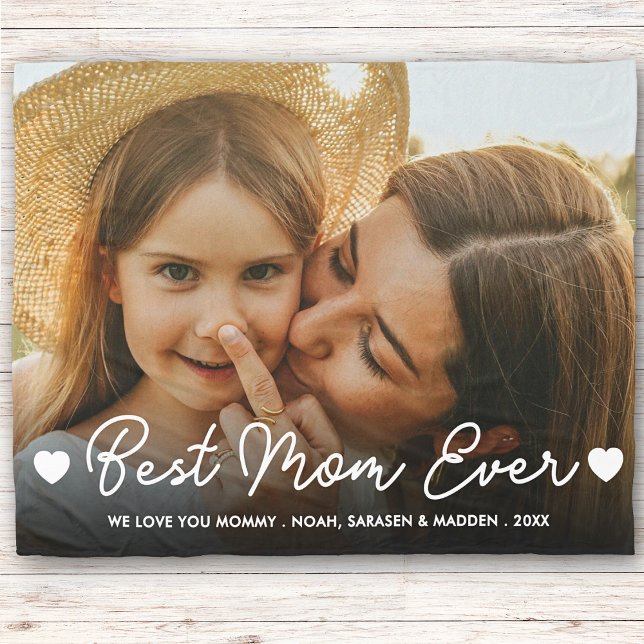 Gift for Mom Mother's Day Full Photo Best Mom Ever Sherpa Blanket (Creator Uploaded)