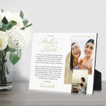 Gift for Mother of The Bride | Photo & Message Plaque<br><div class="desc">Truly special and memorable mother of the bride gift from daughter photo and message white plaque. Give a beautiful personalized gift to your mother on your wedding day that she'll cherish forever. This beautiful personalized wedding day gift features a two photo layout design to display two of your own special...</div>
