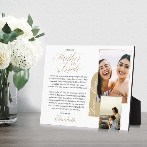Gift for Mother of The Bride  Photo  Message Plaque
