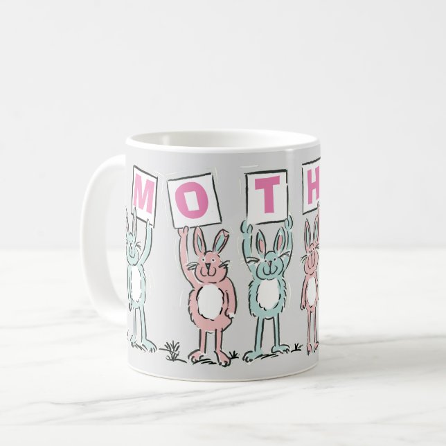 Gift for Mother With Fun Rabbits Coffee Mug (Front Left)