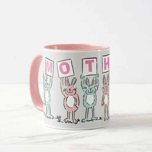 Gift for Mother With Fun Rabbits Mug (Front Left)