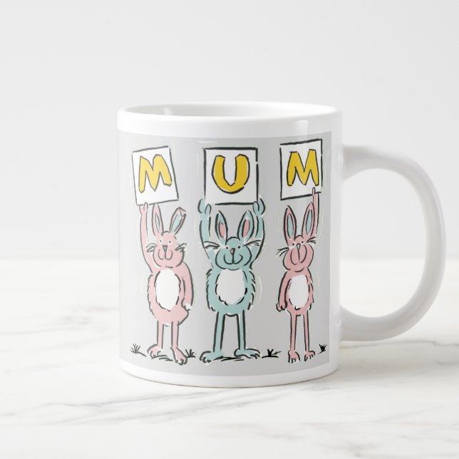 Gift for Mum Fun Rabbits Design Giant Coffee Mug (Right)