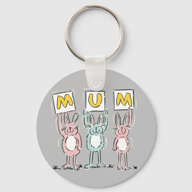 Gift for Mum Fun Rabbits Design Keychain (Front)